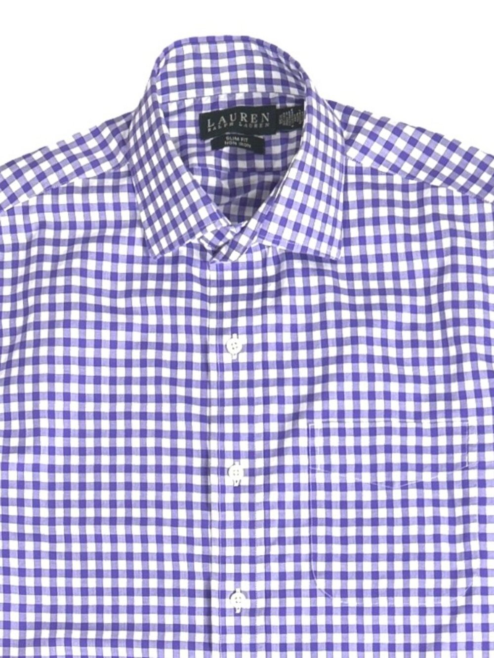 Lauren Ralph Lauren Slim Fit Gingham Dress Shirt 15.5 32/33 Non-Iron - Picture 5 of 12